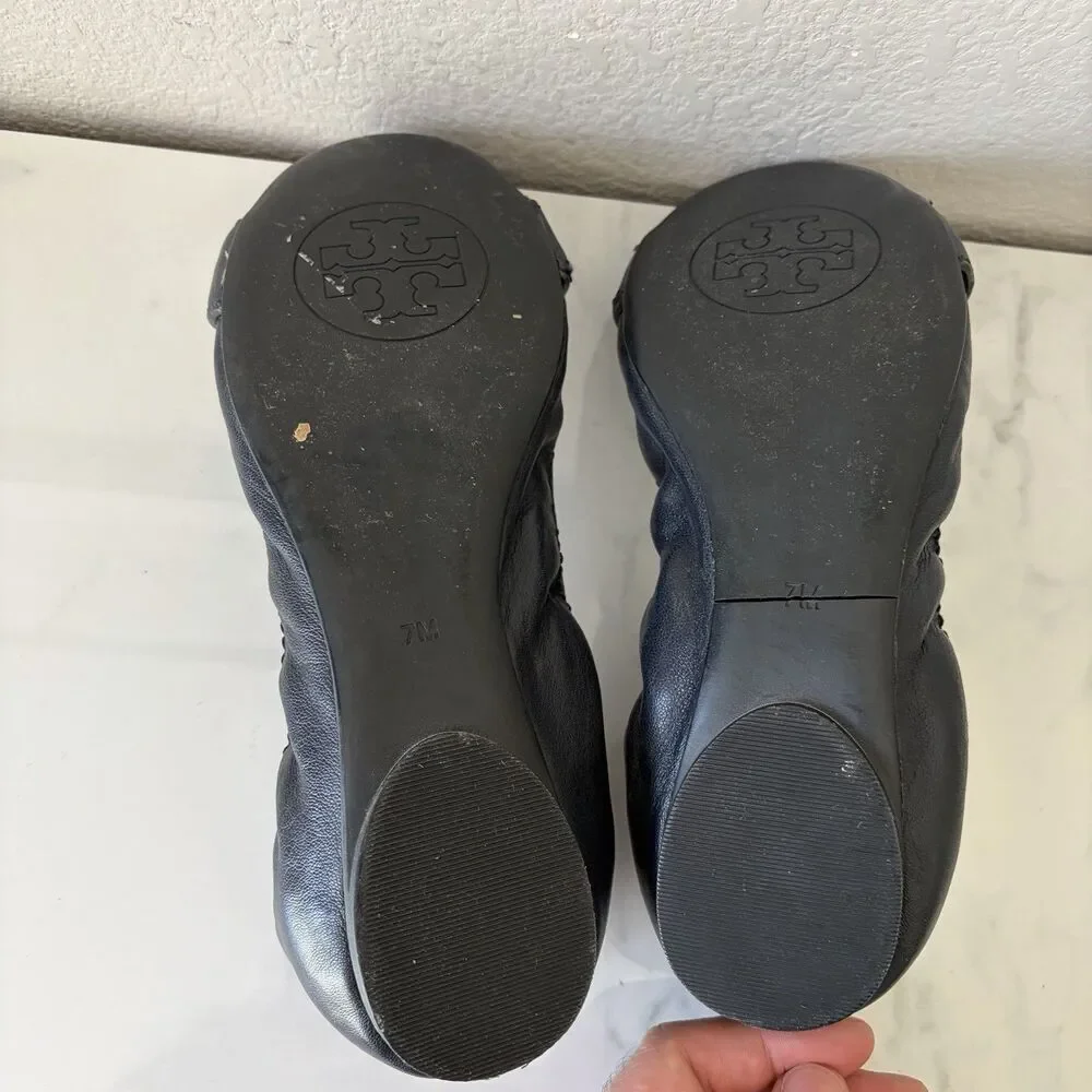 Tory Burch Noel Dark Navy leather ballet flats Size 7